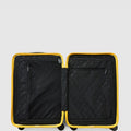 Yellow carry on suitcase internal compartment view