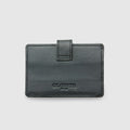 Leather Card Holder with Button - Black - Globite