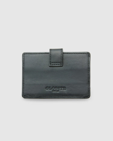 Leather Card Holder with Button - Black - Globite