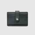 Leather Card Holder with Button - Black - Globite