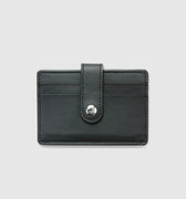 Leather Card Holder with Button - Black - Globite