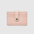 Leather Card Holder with Button - Brush Pink - Globite