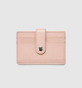 Leather Card Holder with Button - Brush Pink - Globite