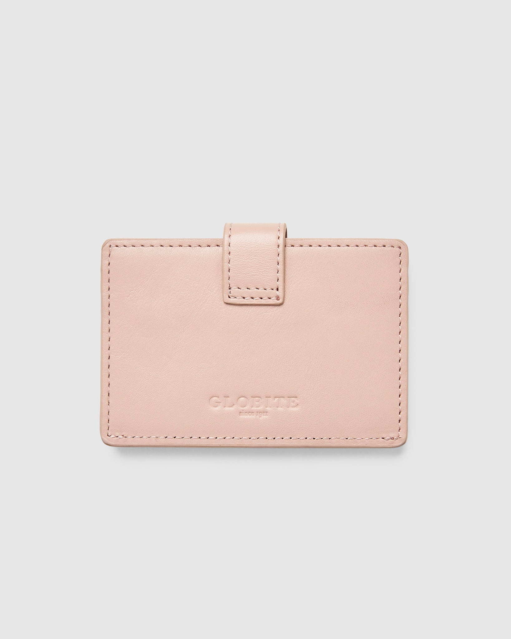 Leather Card Holder with Button - Brush Pink - Globite