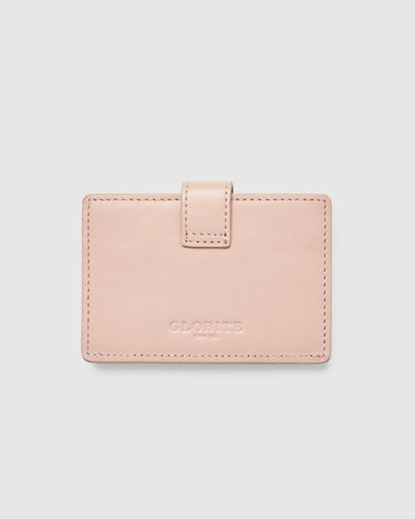 Leather Card Holder with Button - Brush Pink - Globite