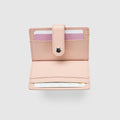 Leather Card Holder with Button - Brush Pink - Globite