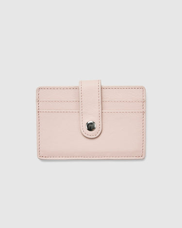 Leather Card Holder with Button - Chic Rose - Globite