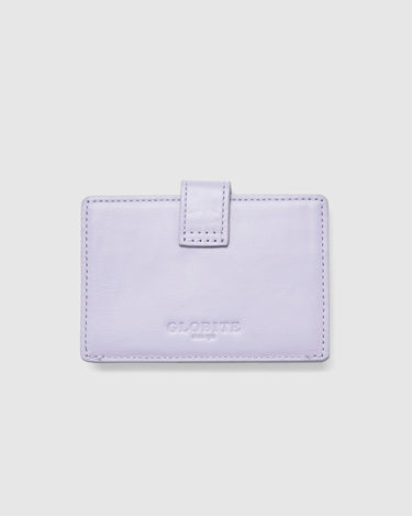 Leather Card Holder with Button - Lilac - Globite