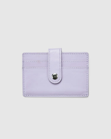 Leather Card Holder with Button - Lilac - Globite