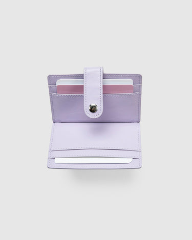 Leather Card Holder with Button - Lilac - Globite