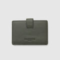 Leather Card Holder with Button - Orage Grey - Globite