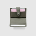 Leather Card Holder with Button - Orage Grey - Globite