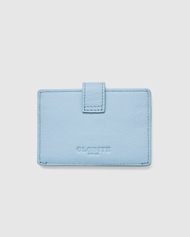 Leather Card Holder with Button - Sky - Globite