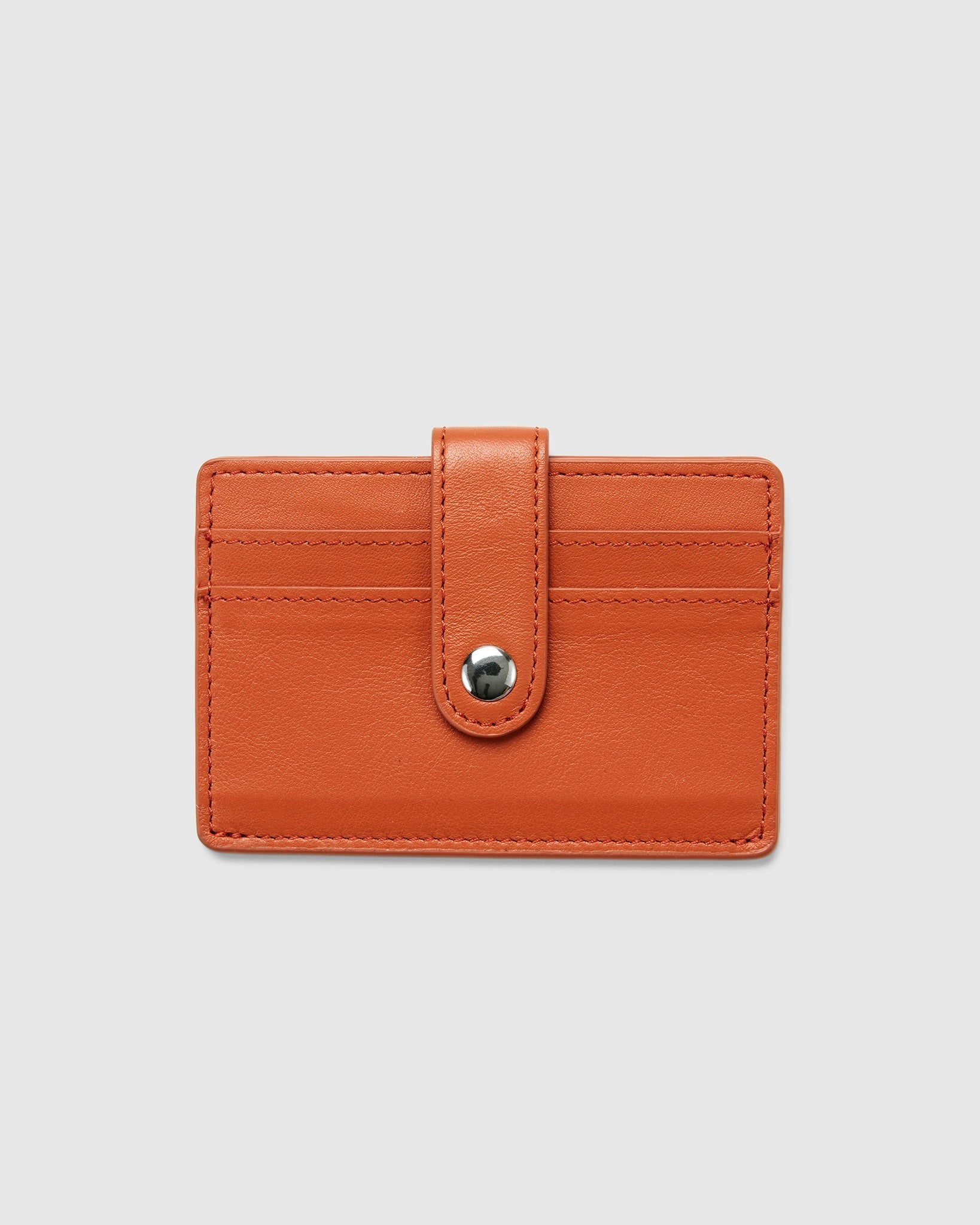 Leather Card Holder with Button - Squash Orange - Globite