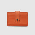 Leather Card Holder with Button - Squash Orange - Globite