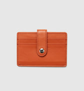 Leather Card Holder with Button - Squash Orange - Globite