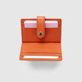 Leather Card Holder with Button - Squash Orange - Globite