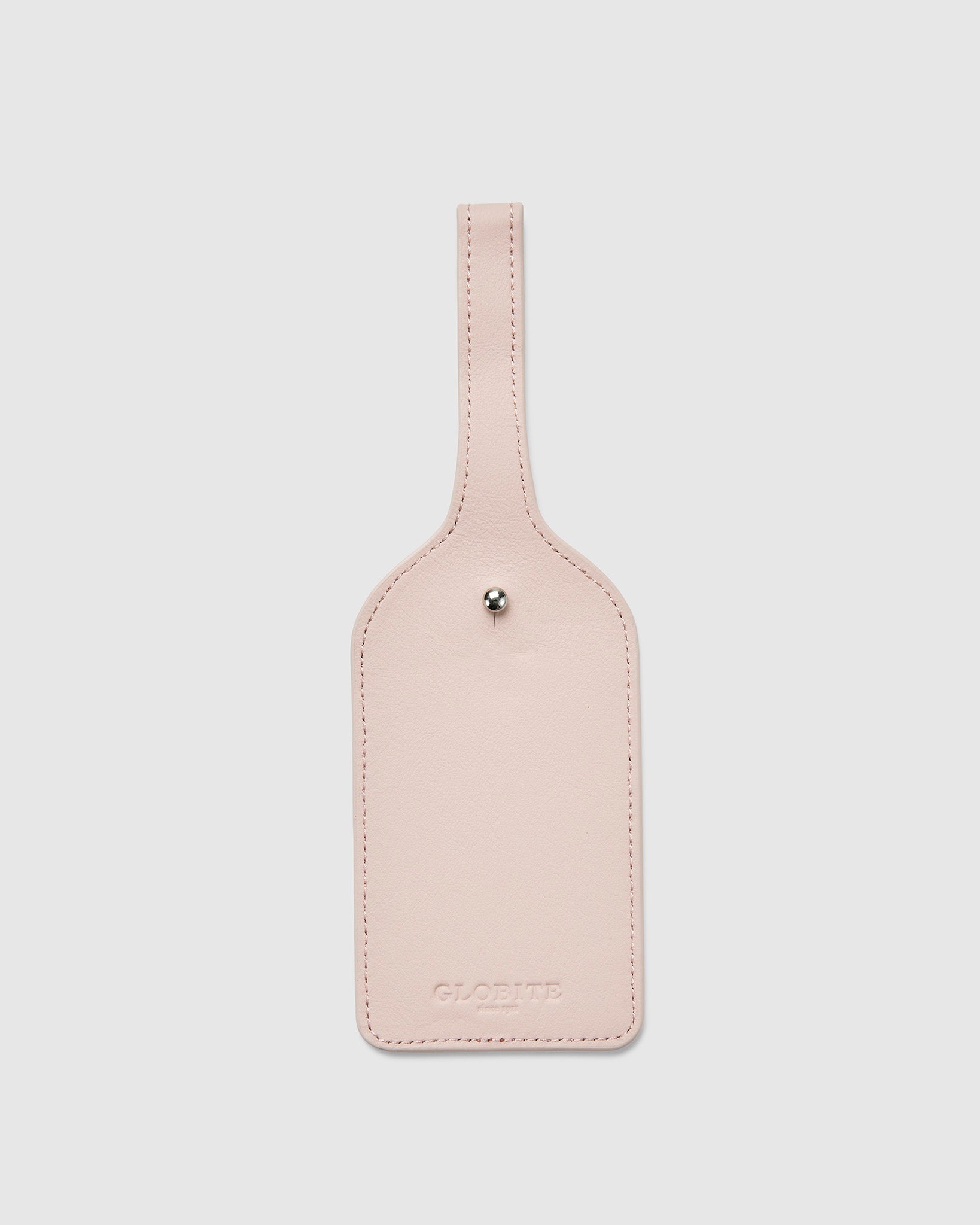 Rose Pink Leather Luggage Tag Front