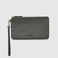 Orange Grey Leather Clutch Travel Pouch - Globite