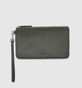 Orange Grey Leather Clutch Travel Pouch - Globite